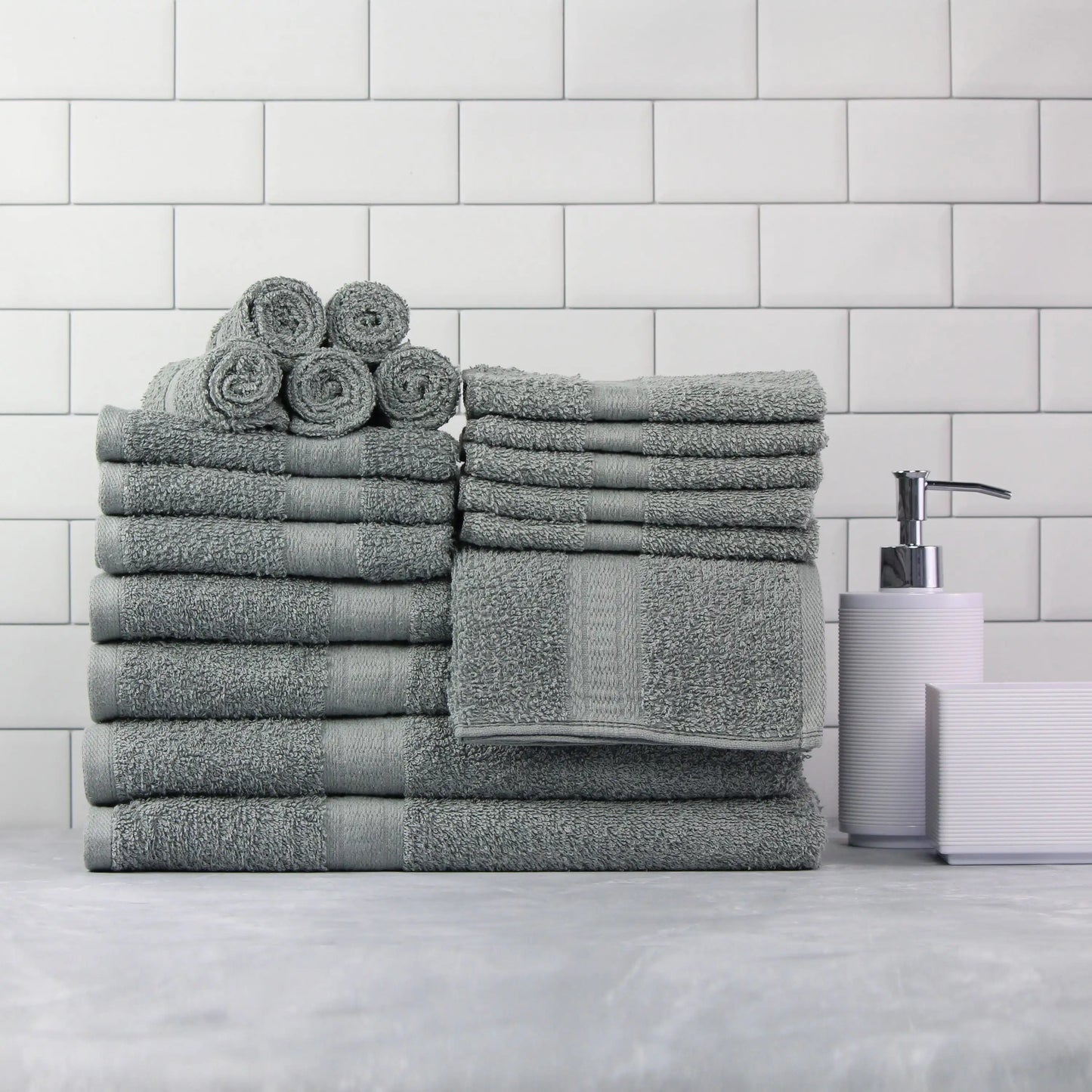 Solid, Cotton Textured Bathroom Towel Sets