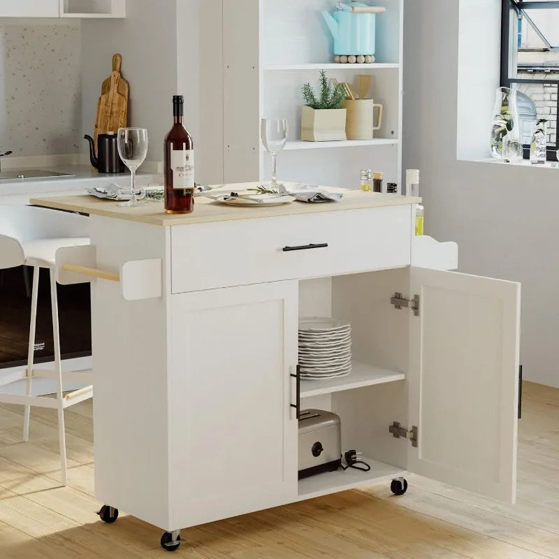 Kitchen Island Table with Drop Leaf