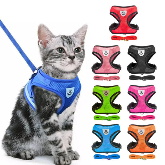 Cat Harness Adjustable Vest Walking Traction Rope