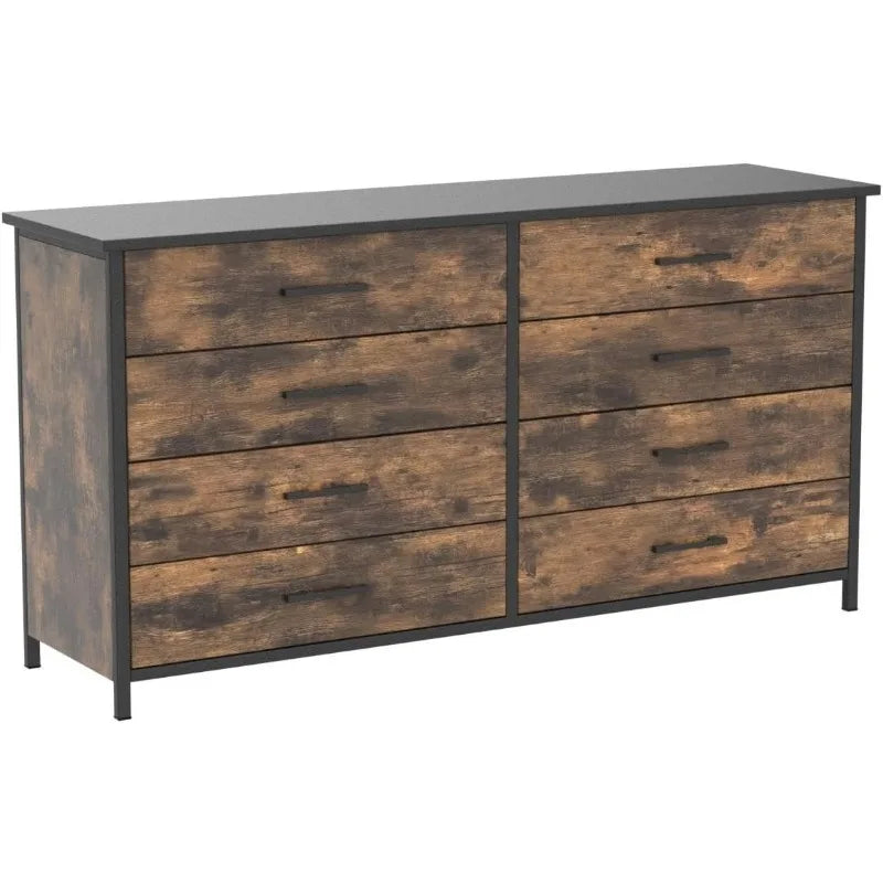 8 Drawer Dresser for Bedroom, Industrial Wood