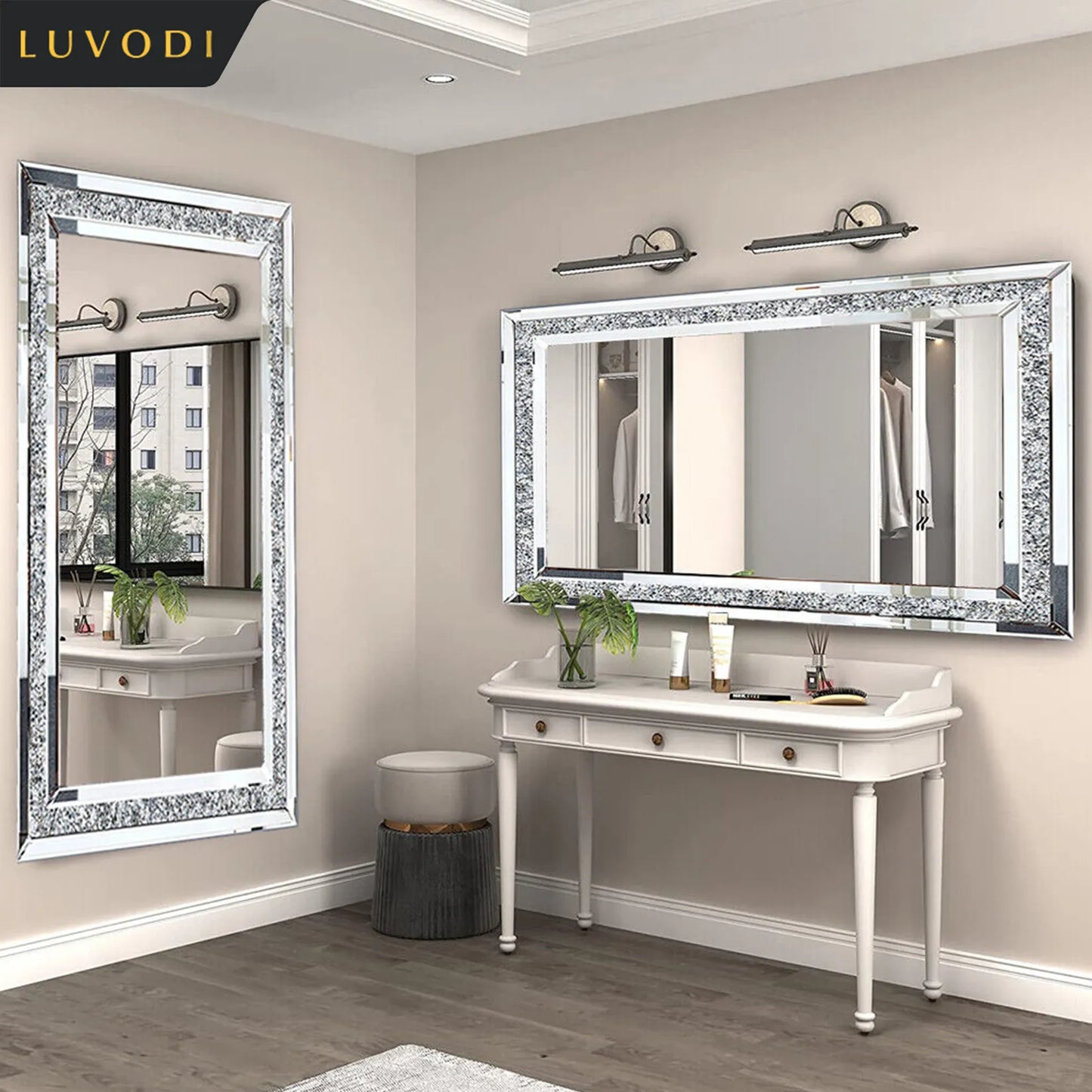 Crystal Rhinestone Diamond Frame less Vanity Mirrors