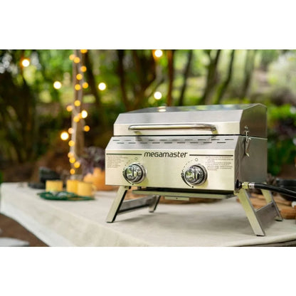 Premium Outdoor Cooking 2-Burner Grill, While Camping, Outdoor Kitchen, Patio Garden, Barbecue with Two Foldable legs