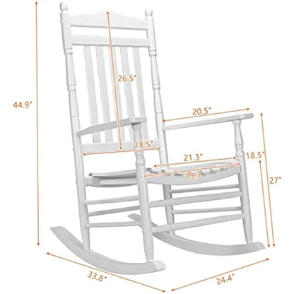 Relaxing Rocker Solid Wood High Back Seat Reclining Seat for Deck,