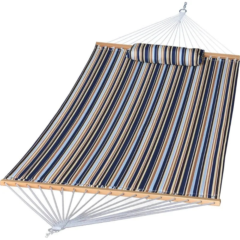 Quilted Fabric Double Hammock with Pillow