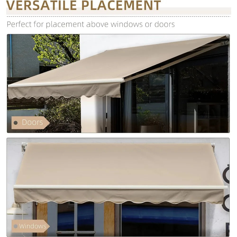 Retractable , Awnings, W/Manual Crank Handle, , 13' X 8'ft